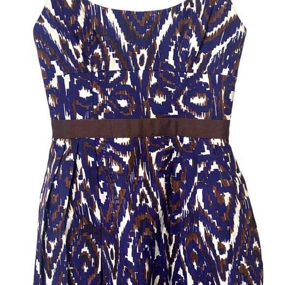 Milly of New York Geometric Print Blue Brown White Size 4 Pockets US… - Picture 3 of 9